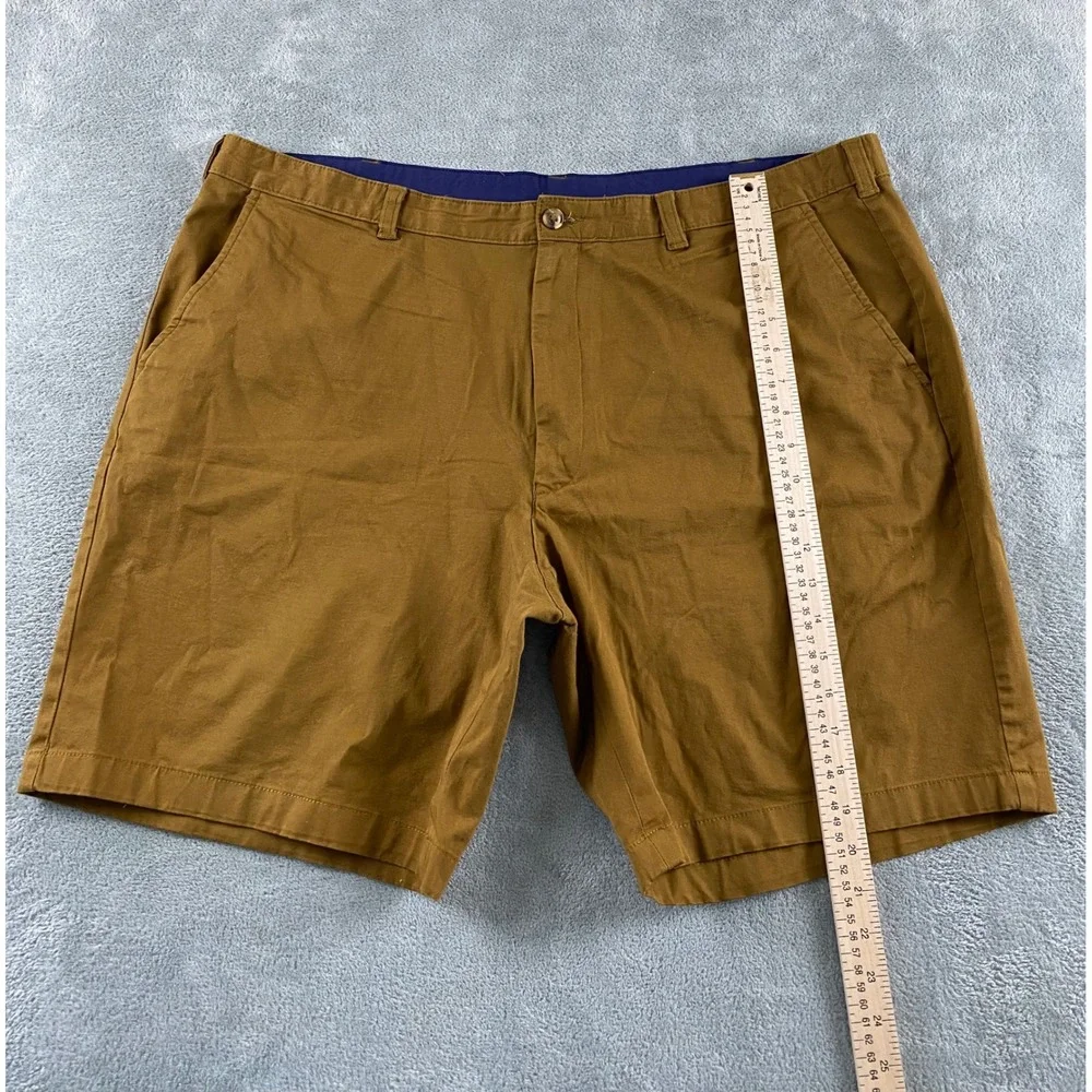 Mens Tobacco Brown Flat Front Chino‎ Shorts Regular Fit Size 39 Casual Summer